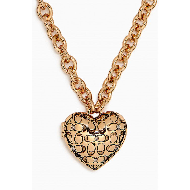 Coach - Signature Quilted Heart Locket Necklace