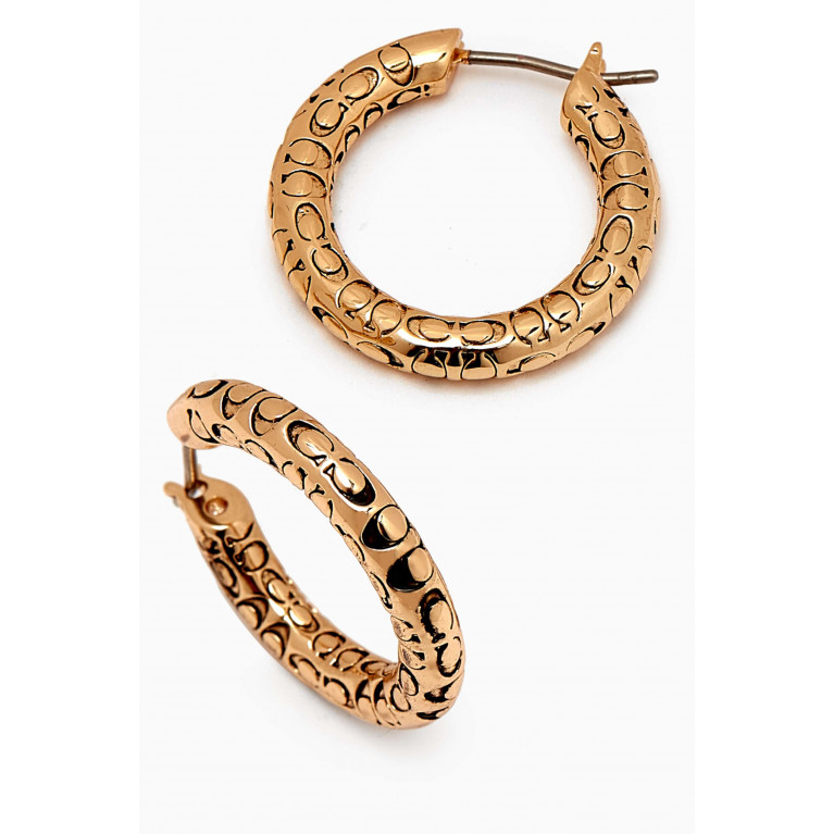 Coach - Signature Quilted Hoop Earrings