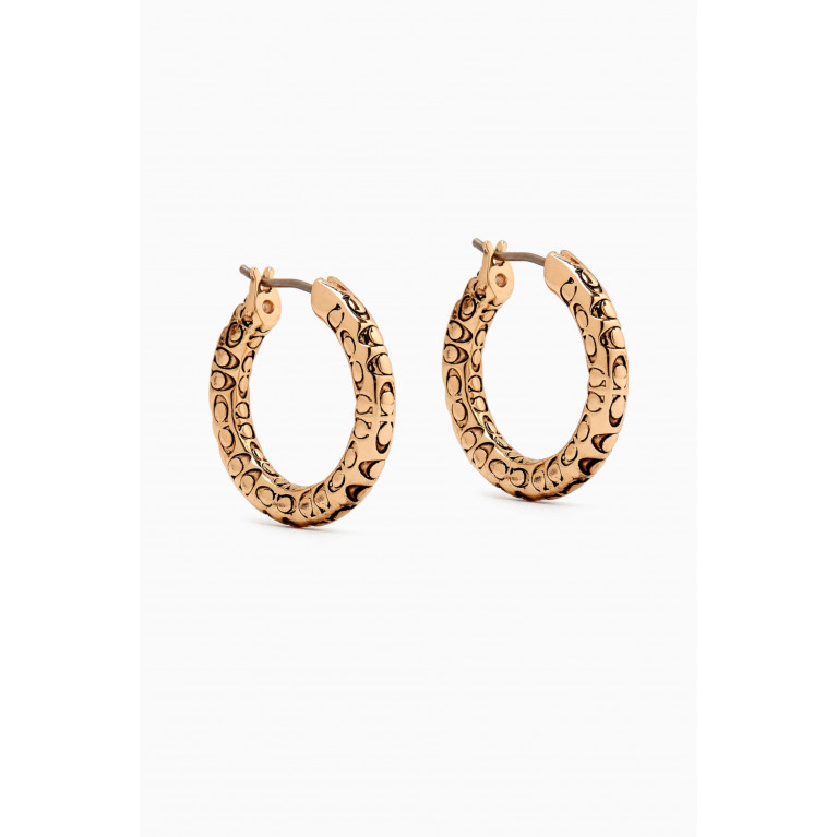 Coach - Signature Quilted Hoop Earrings