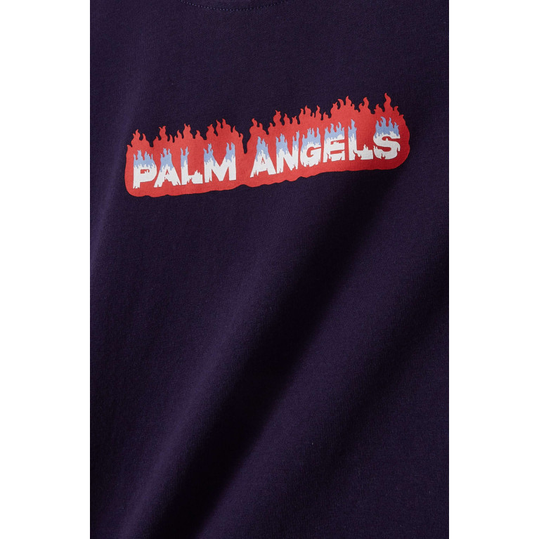 Palm Angels - Flame Print T-Shirt in Cotton Blue