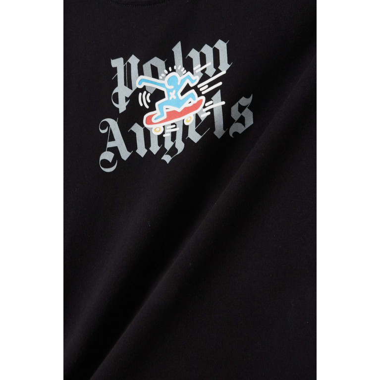 Palm Angels - Palm Angles x Keith Haring Skateboard Print T-Shirt in Cotton Black