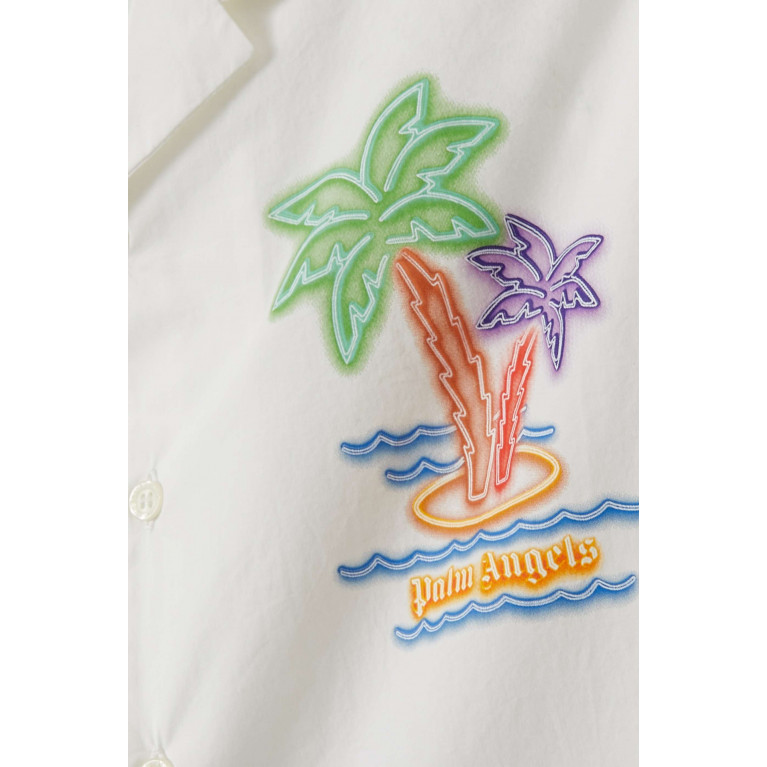 Palm Angels - Neon Palms Print Shirt in Rayon
