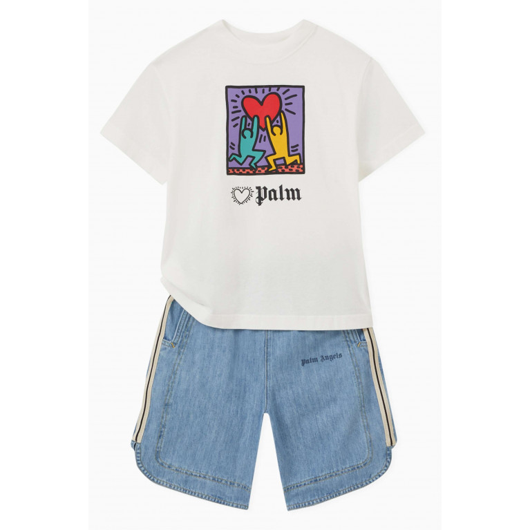 Palm Angels - Neon Palms Print T-Shirt in Cotton