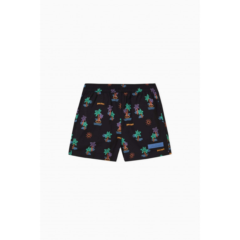Palm Angels - Neon Palms Print Swim-shorts in Polyester
