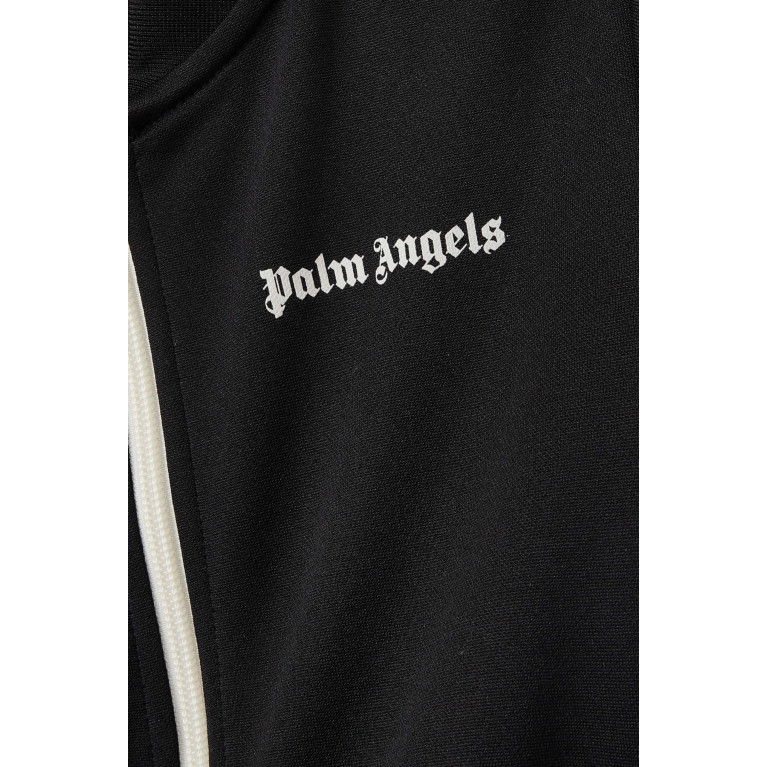 Palm Angels - Logo Print Striped Track Jacket in Cotton-blend Black