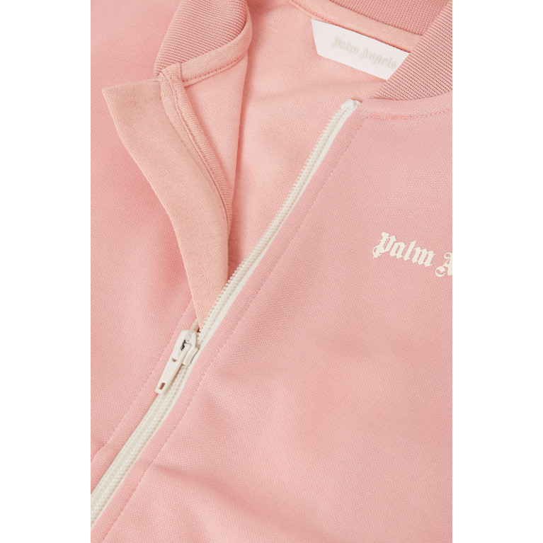 Palm Angels - Logo Print Striped Track Jacket in Cotton-blend Pink