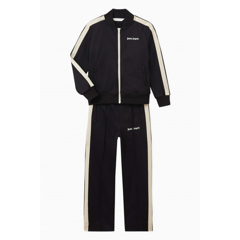 Palm Angels - Logo Print Striped Track Pants in Cotton-Blend