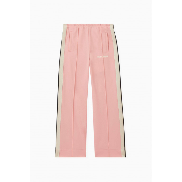 Palm Angels - Logo Print Striped Track Pants in Cotton-Blend Pink
