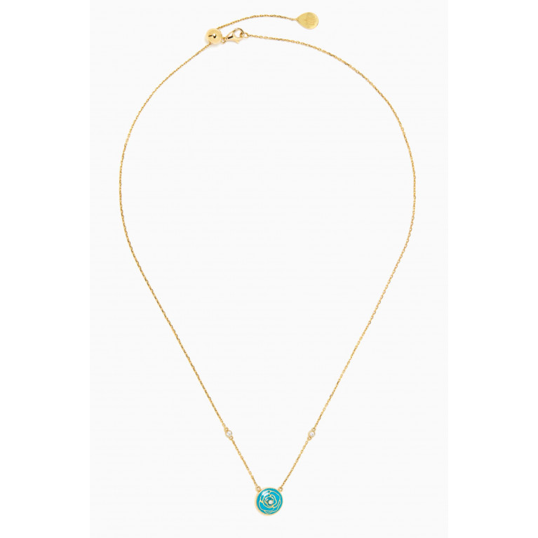 Lana Al Kamal - Mini Ward Diamond & Enamel Pendant Necklace in 18kt Gold