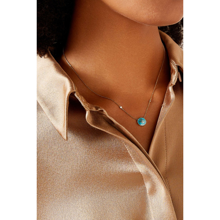 Lana Al Kamal - Mini Ward Diamond & Enamel Pendant Necklace in 18kt Gold