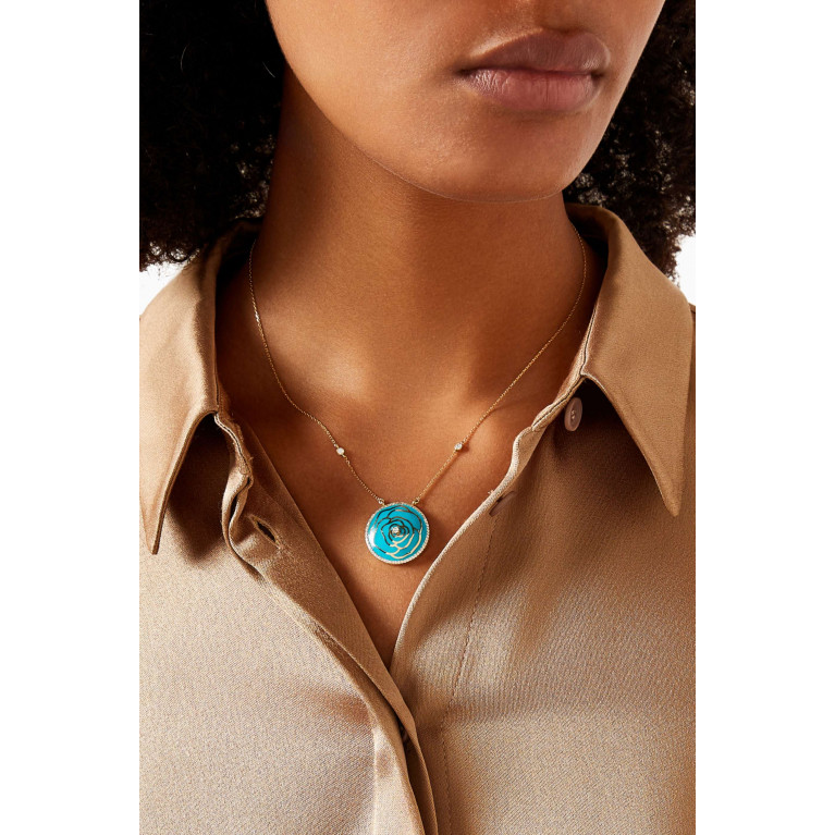 Lana Al Kamal - Ward Diamond & Enamel Pendant Necklace in 18kt Gold