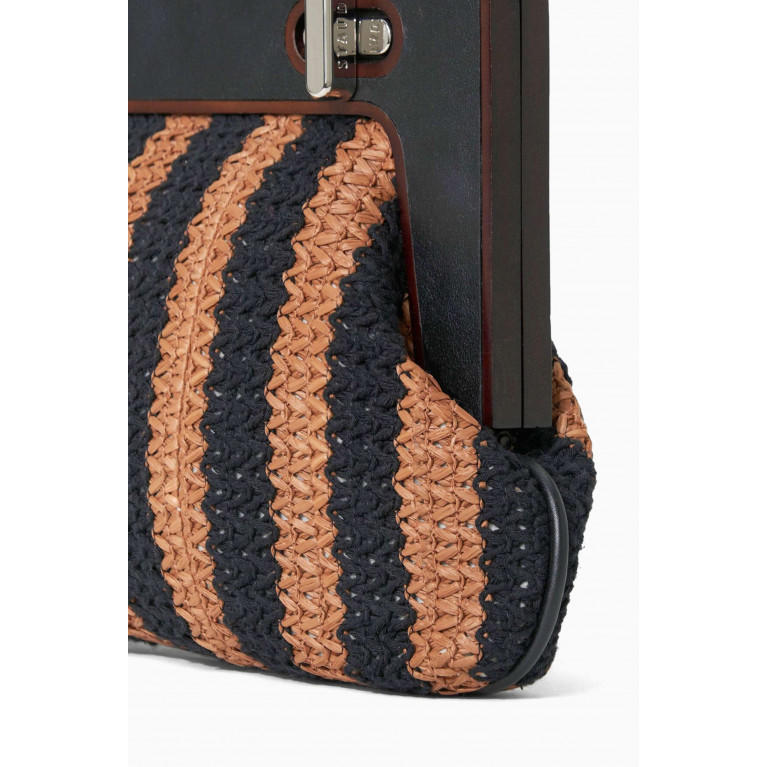 Staud - Alba Striped Clutch Bag in Leather & Raffia
