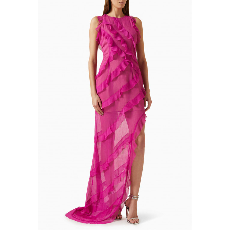 Elliatt - Debra Ruffle Dress in Chiffon Purple