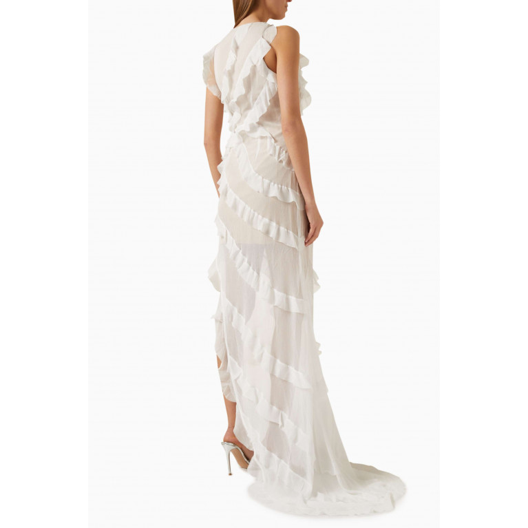 Elliatt - Debra Ruffle Dress in Chiffon White