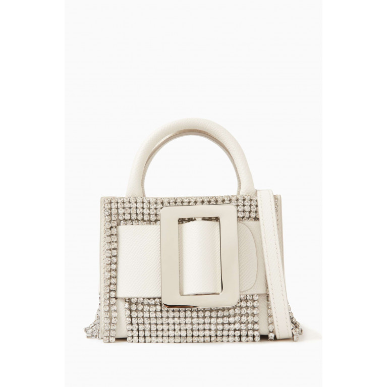 BOYY - Mini Bobby Surreal Tote Bag in Crystal Flapper Leather White