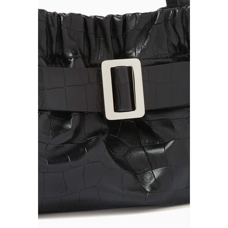 BOYY - Mini Square Scrunchy Soft Bag in Croc-Embossed Leather