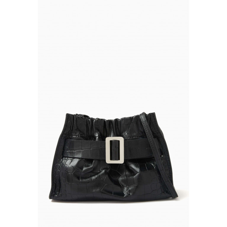 BOYY - Mini Square Scrunchy Soft Bag in Croc-Embossed Leather