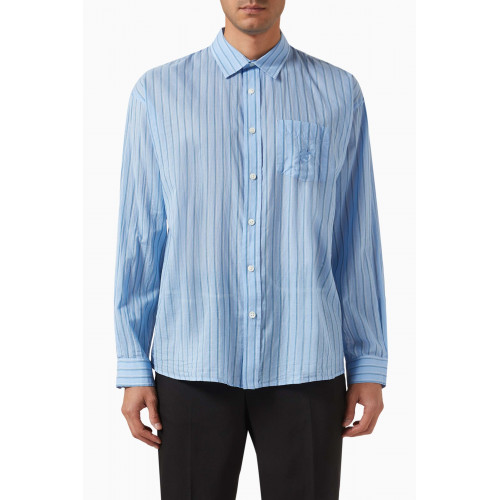 Stussy - Classic Striped Shirt in Cotton Blue