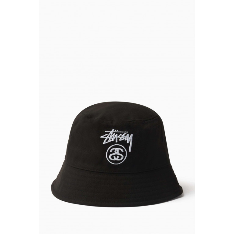Stussy - Stock Lock Deep Bucket Hat in Twill Black