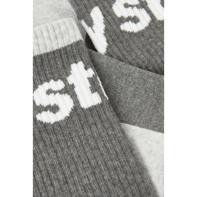 Stussy - Logo Jacquard Trail Crew Socks in Cotton-blend Grey