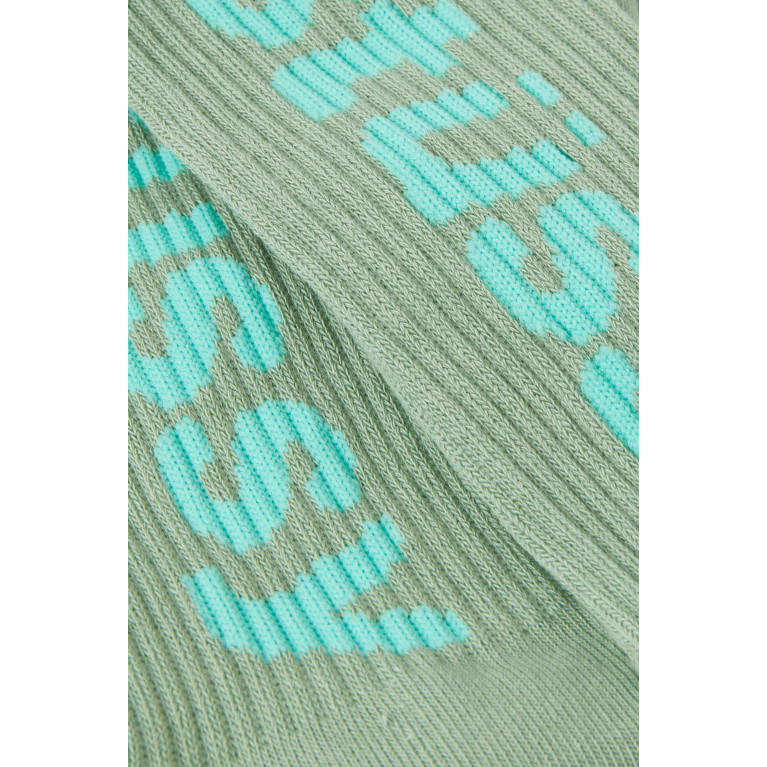 Stussy - Helvetica Crew Socks in Cotton-blend Green