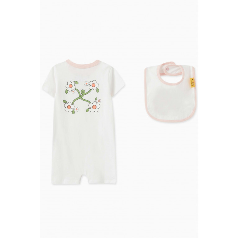 Off-White - Funny Flowers Romper and Bit Set in Cotton