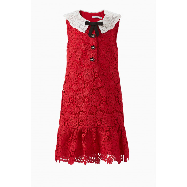 Self Portrait - Floral Lace Collar Dress in Polyester