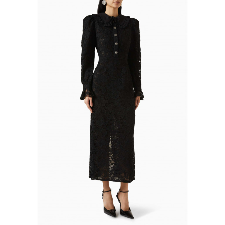 Alessandra Rich - Collared Midi Dress in Lace