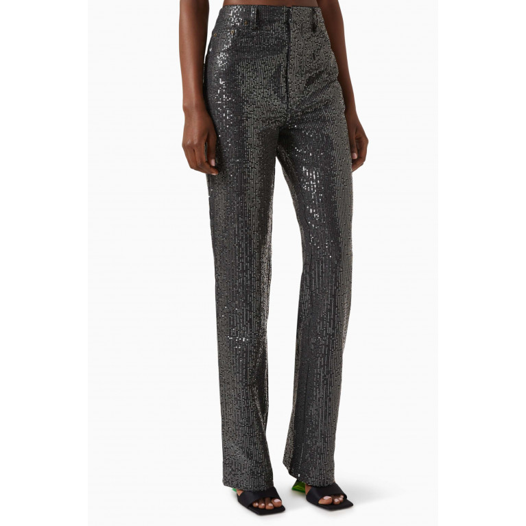 Rotate - Sequinned Straight-fit Jeans in Twill
