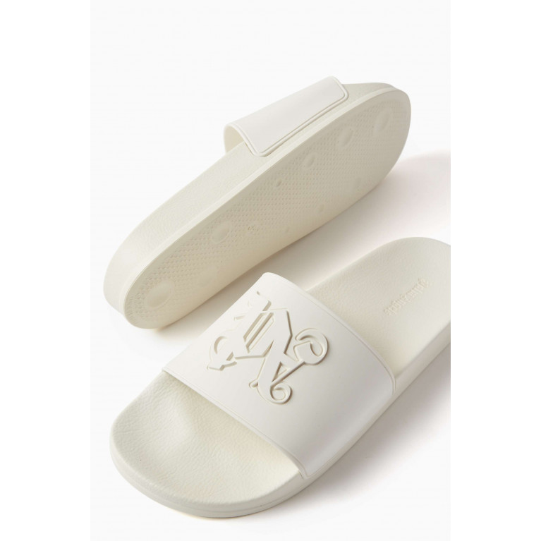 Palm Angels - PA Monogram Pool Sliders in Rubber White
