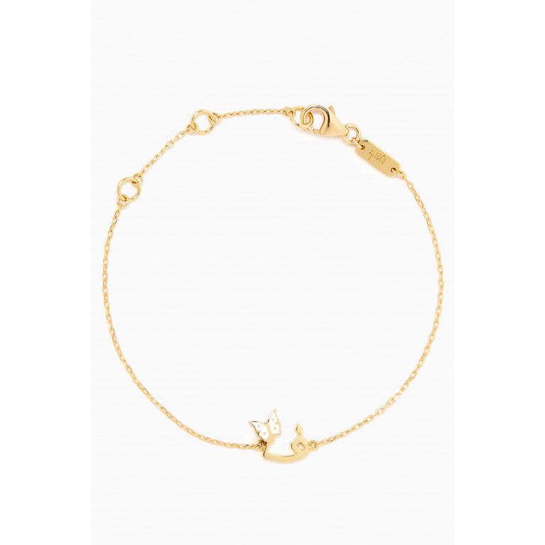 Bil Arabi - 'F' Letter Butterfly Charm Bracelet in 18kt Yellow Gold