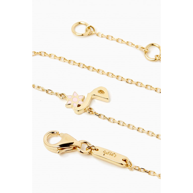 Bil Arabi - 'M' Letter Flower Charm Bracelet in 18kt Yellow Gold