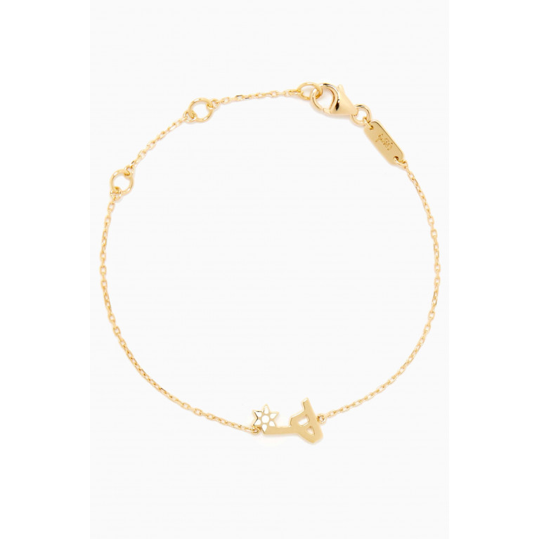 Bil Arabi - 'H' Letter Flower Charm Bracelet in 18kt Yellow Gold