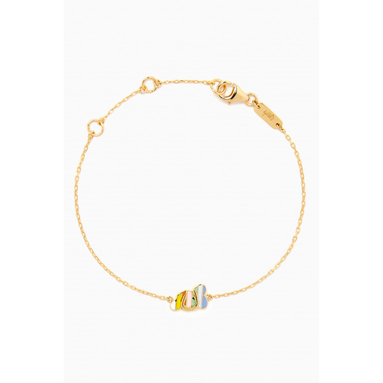 Bil Arabi - 'N' Letter Charm Bracelet in 18kt Yellow Gold