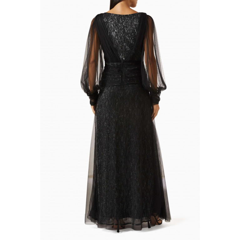 NASS - Bead-embellished Maxi Dress in Tulle Black