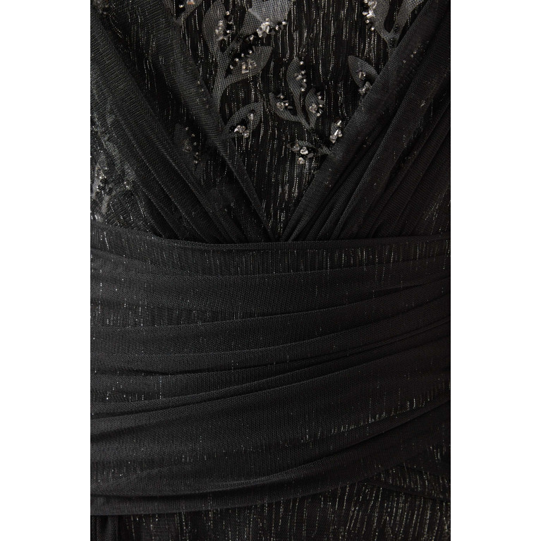 NASS - Bead-embellished Maxi Dress in Tulle Black