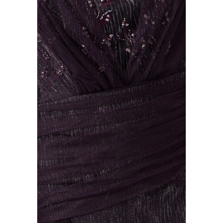 NASS - Bead-embellished Maxi Dress in Tulle Purple