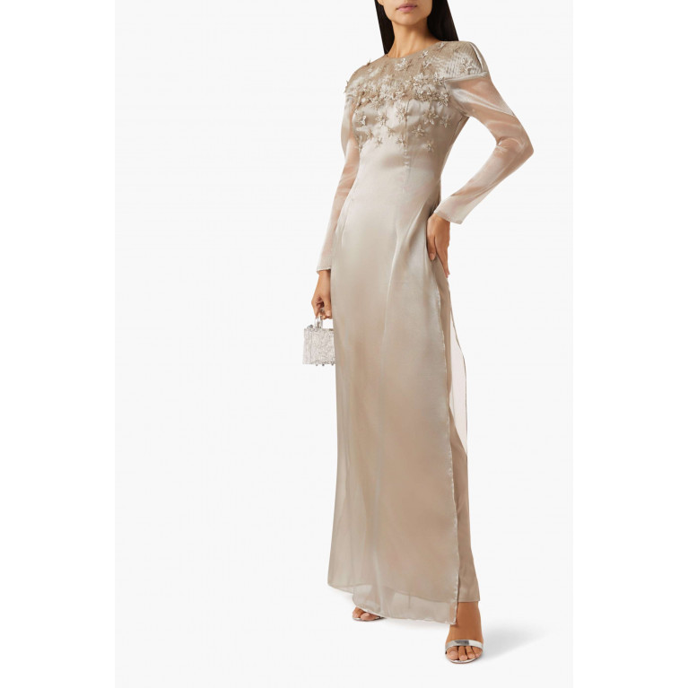NASS - Embellished Maxi Dress in Organza Neutral