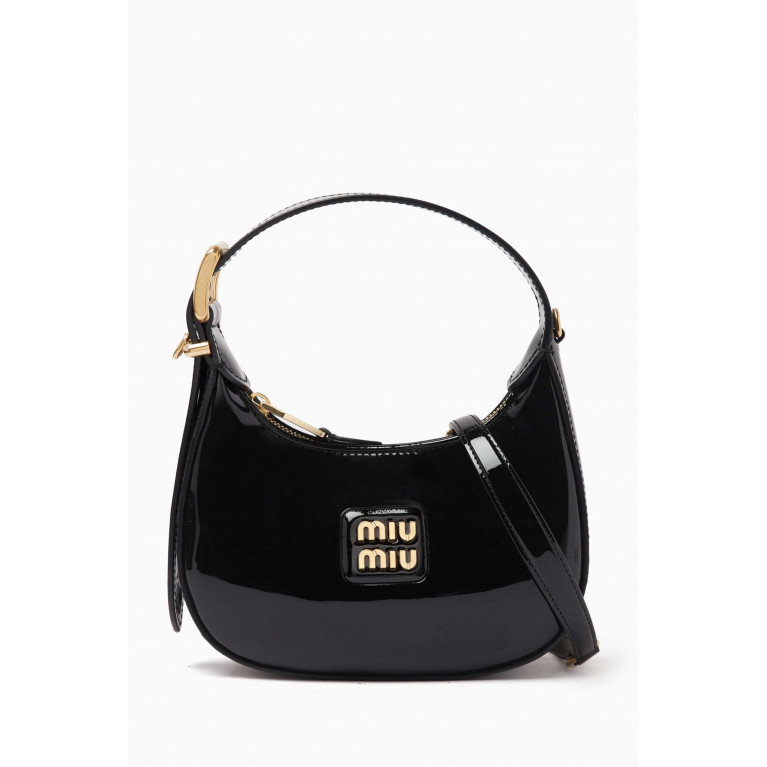 Miu Miu - Small Hobo Bag in Patent Leather Black