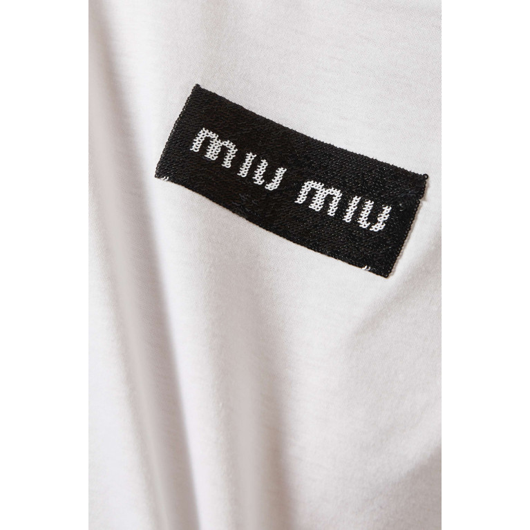 Miu Miu - Embellished Logo Crop T-shirt in Cotton Jersey