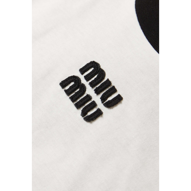 Miu Miu - Logo Oversized Crop Top in Cotton-jersey