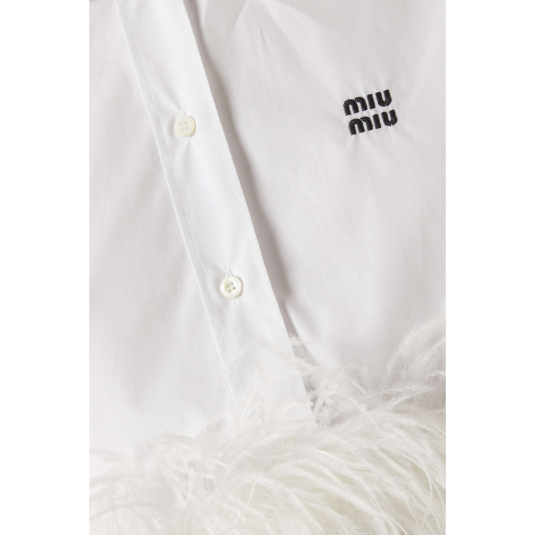 Miu Miu - Feather-trimmed Shirt in Cotton