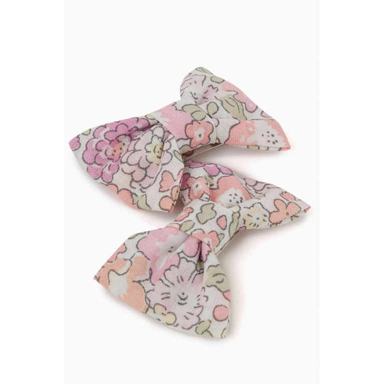 Bonpoint - Bow Floral Hairclip in Cotton, Set of 2