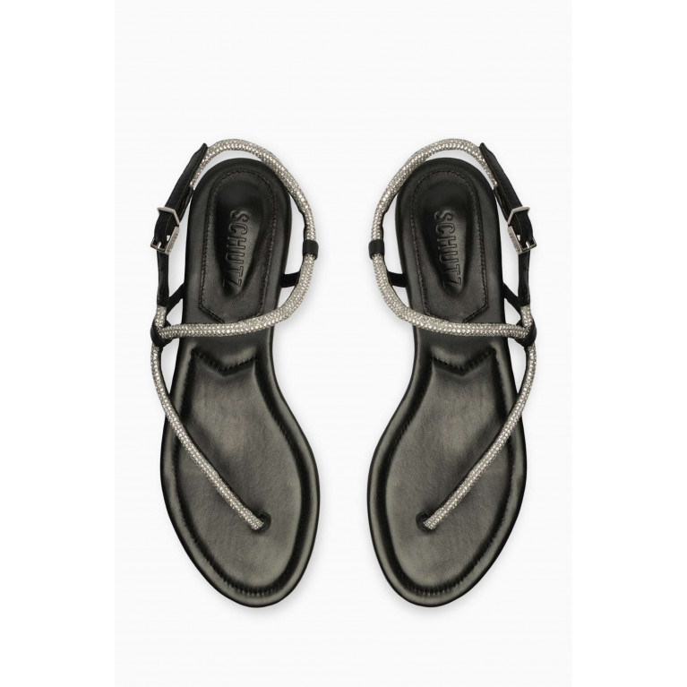 Schutz - Flat Sandals in Metallic Leather