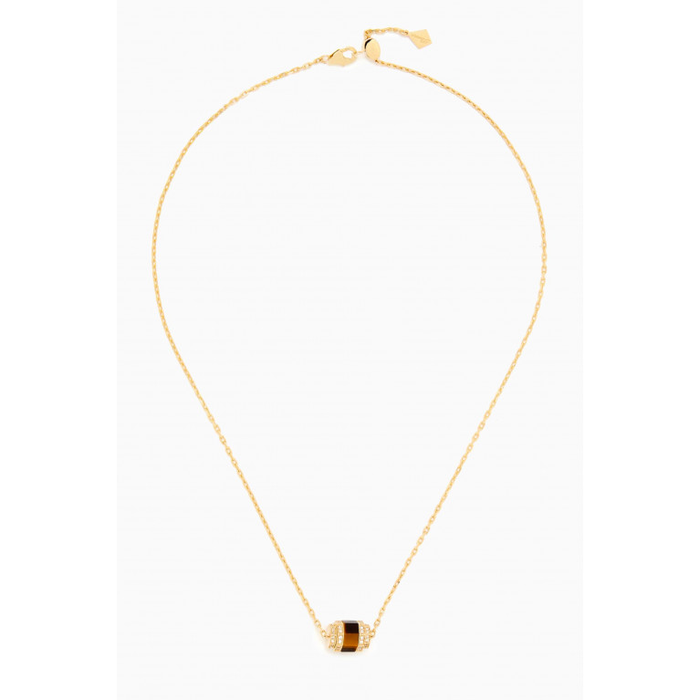 Samra - Azm Diamond & Tiger Eye Necklace in 18kt Gold