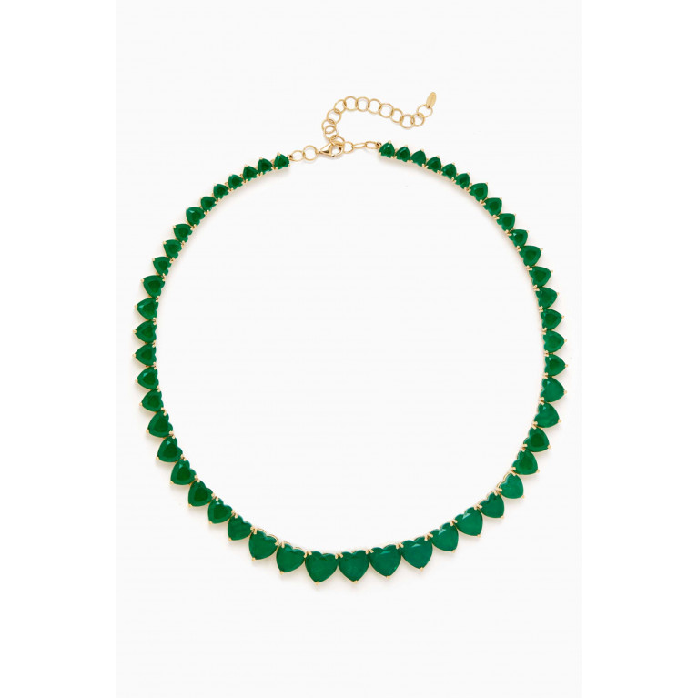 Dima Jewellery - Emerald Tennis Necklace in 18kt Yellow Gold