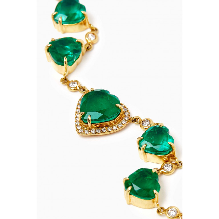 Dima Jewellery - Emerald & Diamond Necklace in 18kt Yellow Gold