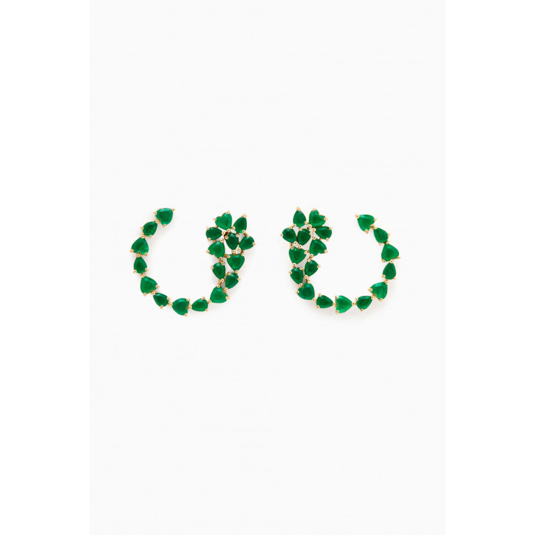 Dima Jewellery - Pear-cut Emerald Spiral Earrings in 18kt Yellow Gold