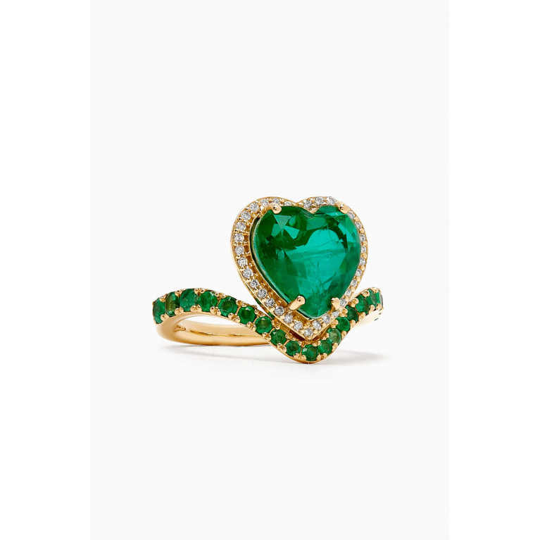 Dima Jewellery - Heart-shaped Emerald Ring in 18kt Gold