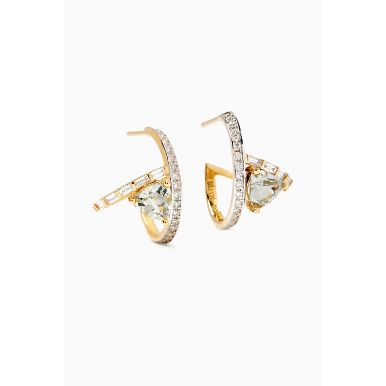 Mateo New York - Diamond & Amethyst Y Hoop Earrings in 14kt Yellow Gold